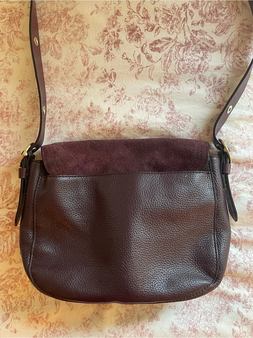 kate spade Burgundy Leather & Suede Messenger Bag